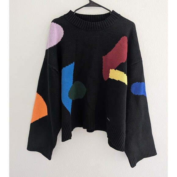 WRSTBHVR Juke Sweater Mens Size S/M Black Worst Behavior Jacquard Knit Pullover - Picture 3 of 11